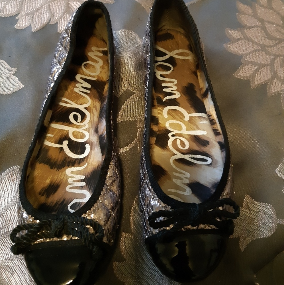 Sam Edelman Black and Silver Flats.